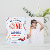 Uitnodiging voor honkbal met foto om zelf aan te p (Staand voorkant)