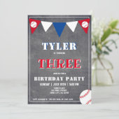 Uitnodiging voor honkbal op zaterdag 3e verjaardag (Staand voorkant)