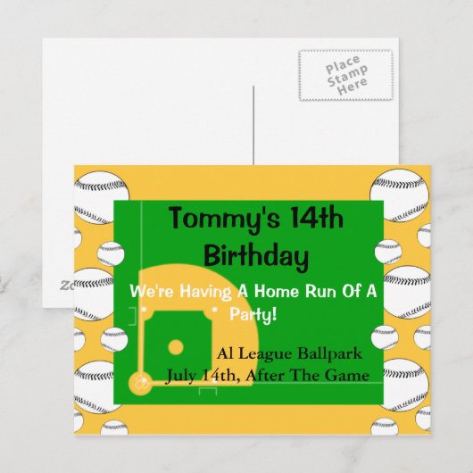 Uitnodiging voor honkbal op zondag (Voorkant / Achterkant)