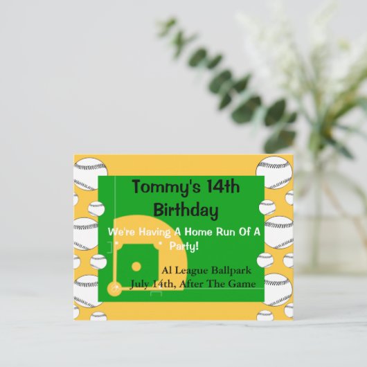 Uitnodiging voor honkbal op zondag (Staand voorkant)