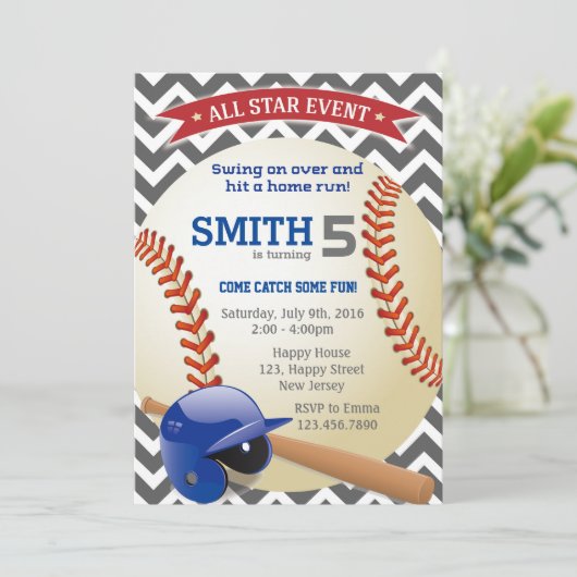 Uitnodiging voor honkbal op zondag (Staand voorkant)