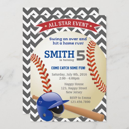 Uitnodiging voor honkbal op zondag (Voorkant / Achterkant)