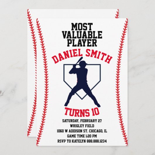 Uitnodiging voor honkbal op zondag (Voorkant / Achterkant)