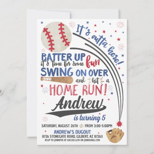 Uitnodiging voor honkbal op zondag (Voorkant)