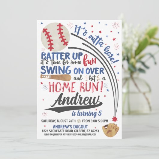 Uitnodiging voor honkbal op zondag (Staand voorkant)