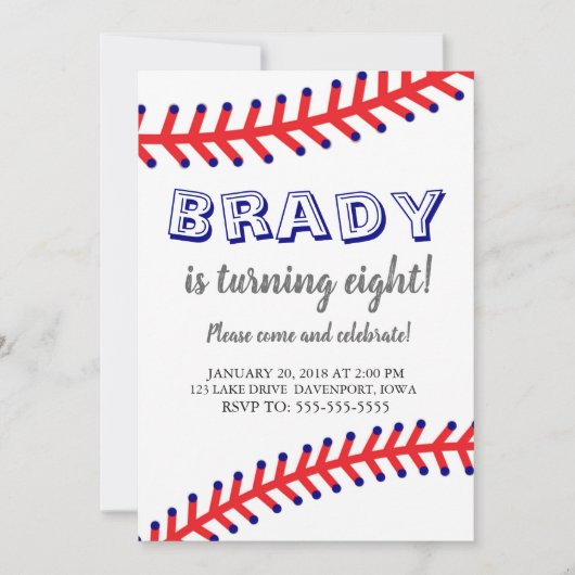 Uitnodiging voor honkbal op zondag (Voorkant)