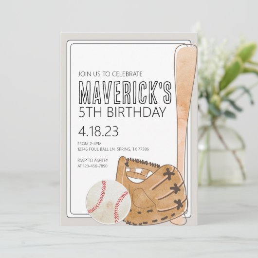 Uitnodiging voor honkbal op zondag (Staand voorkant)