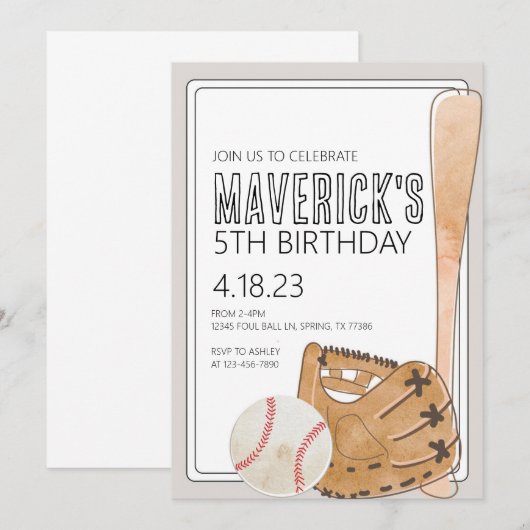 Uitnodiging voor honkbal op zondag (Voorkant / Achterkant)