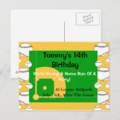 Uitnodiging voor honkbal op zondag briefkaart (Voorkant / Achterkant)