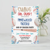 Uitnodiging voor honkbal zwembadfeest (Staand voorkant)