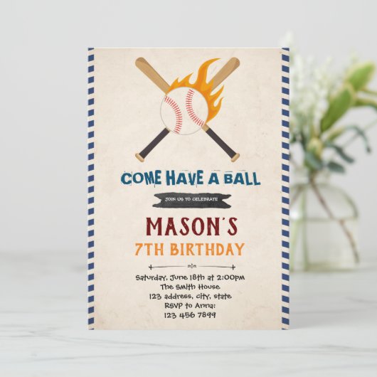 Uitnodiging voor honkbalverjaardag (Staand voorkant)