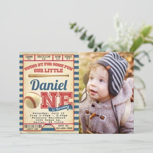 Uitnodiging voor honkbalverjaardagsfeest (Staand voorkant)