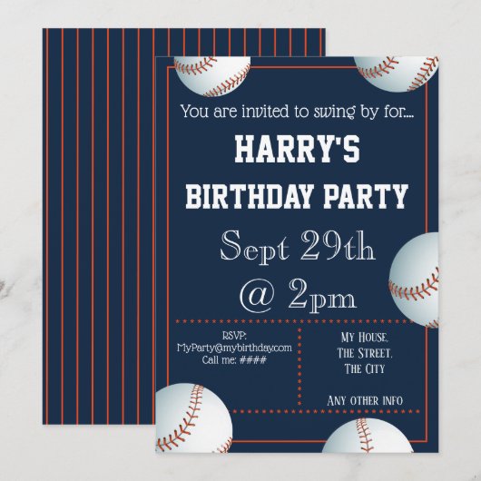 Uitnodiging voor honkpartijen Uitnodigbaar (Voorkant / Achterkant)