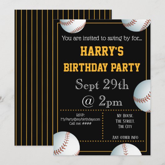 Uitnodiging voor honkpartijen Uitnodigbaar (Voorkant / Achterkant)