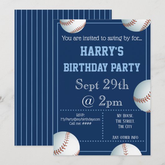 Uitnodiging voor honkpartijen Uitnodigbaar (Voorkant / Achterkant)