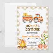 Uitnodiging voor hooikarretjes, kampvuur, S'mores, (Voorkant / Achterkant)