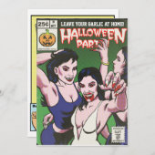 Uitnodiging voor  horror Comic Halloween-partij (Voorkant / Achterkant)