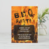 Uitnodiging voor hot Burning Fire Barbecue Party (Staand voorkant)