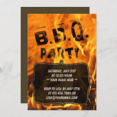 Uitnodiging voor hot Burning Fire Barbecue Party (Voorkant / Achterkant)