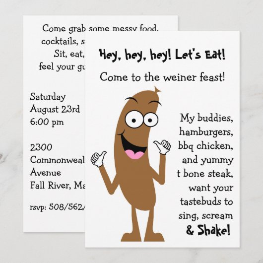 Uitnodiging voor Hot Dog Cookout Party (Voorkant / Achterkant)