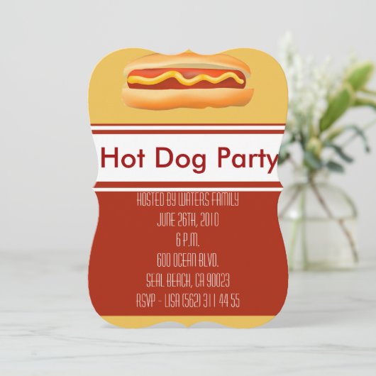 Uitnodiging voor hot-Dog-partij (Staand voorkant)