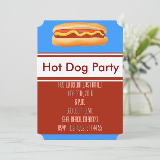 Uitnodiging voor hot-Dog-partij (Staand voorkant)