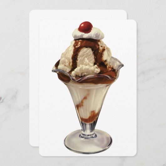 uitnodiging voor hot-Fudge Ice Cream Sundae (Voorkant / Achterkant)