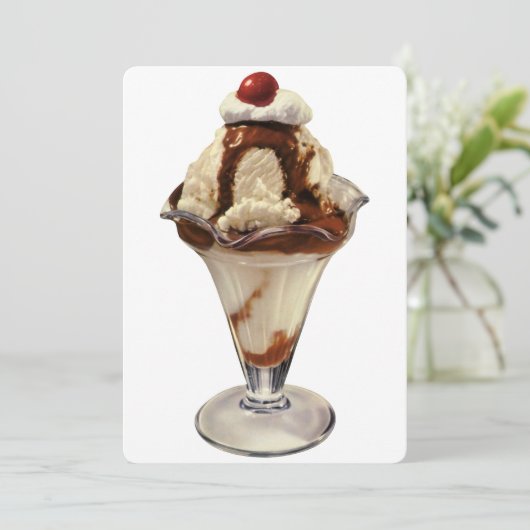 uitnodiging voor hot-Fudge Ice Cream Sundae (Staand voorkant)