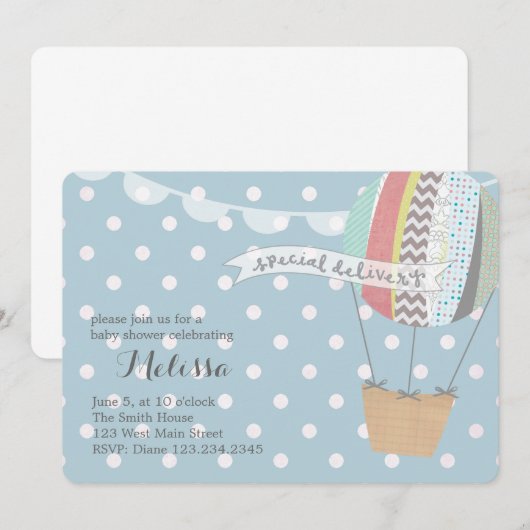 Uitnodiging voor hot-luchtballon (Voorkant / Achterkant)