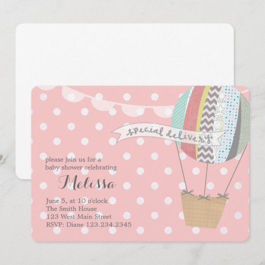 Uitnodiging voor hot-luchtballon (Voorkant / Achterkant)