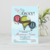 Uitnodiging voor hot-luchtballon in de lucht (Staand voorkant)