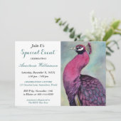 UITNODIGING VOOR HOT PINK PEACOCK PARTY EVENEMENT (Staand voorkant)