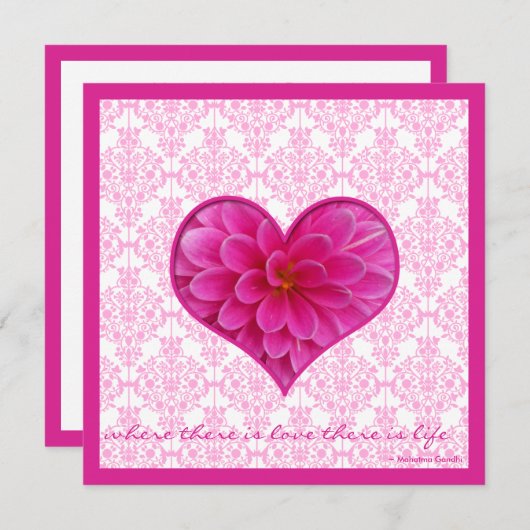 Uitnodiging voor hot-roze en witte bruiloft (Voorkant / Achterkant)