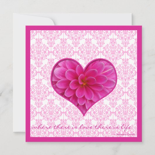 Uitnodiging voor hot-roze en witte bruiloft (Voorkant)