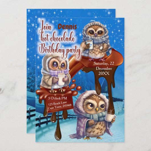 Uitnodiging voor hotChocolade Party (Voorkant / Achterkant)