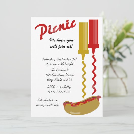 Uitnodiging voor hotdog en specerijen (Staand voorkant)