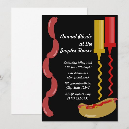 Uitnodiging voor hotdog en specerijen (Voorkant / Achterkant)