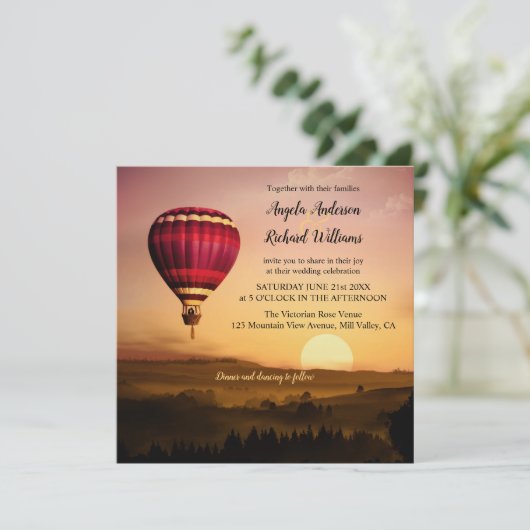 Uitnodiging voor hotline luchtballon voor Sunset W (Staand voorkant)