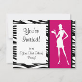 Uitnodiging voor hotroze Mode partij (Voorkant)
