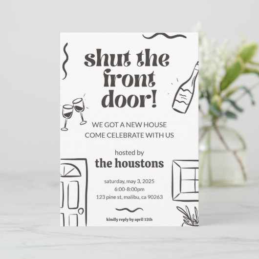 Uitnodiging voor house warming (Staand voorkant)