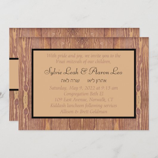 Uitnodiging voor houten panelen (Voorkant / Achterkant)