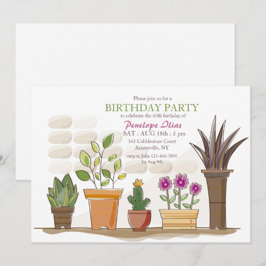 Uitnodiging voor huisplanten (Voorkant / Achterkant)