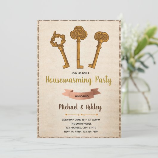 Uitnodiging voor huisverwarming (Staand voorkant)