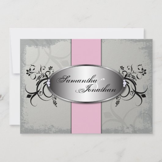 Uitnodiging voor huwelijk Elegant Gray Pink Aged F (Voorkant)