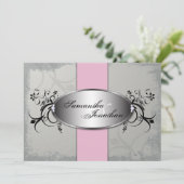 Uitnodiging voor huwelijk Elegant Gray Pink Aged F (Staand voorkant)
