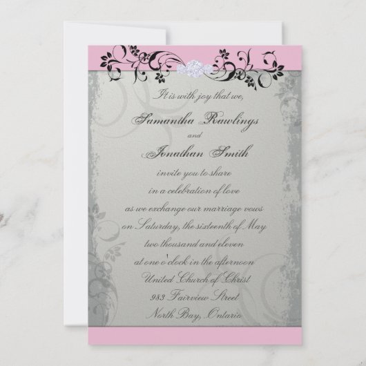 Uitnodiging voor huwelijk Elegant Gray Pink Aged F (Achterkant)