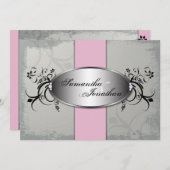 Uitnodiging voor huwelijk Elegant Gray Pink Aged F (Voorkant / Achterkant)