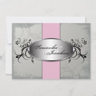 Uitnodiging voor huwelijk Elegant Gray Pink Aged F