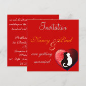 Uitnodiging voor huwelijk in rood (Voorkant / Achterkant)