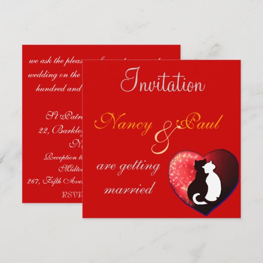 Uitnodiging voor huwelijk in rood (Voorkant / Achterkant)